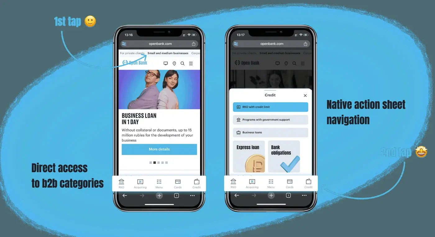 Open Bank — A native tap-bar for a banking web app