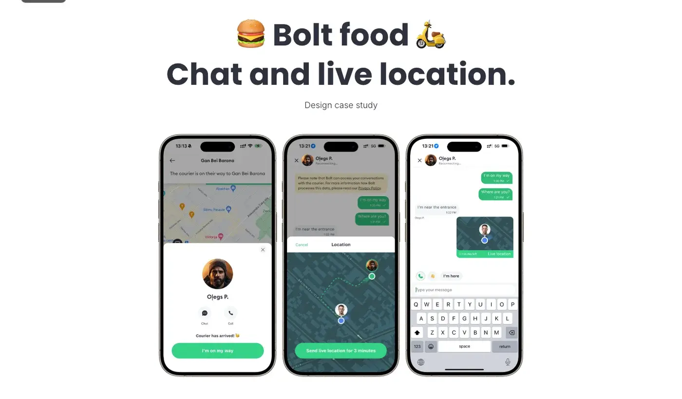 Bolt Food — Concept redesign — chat & live location