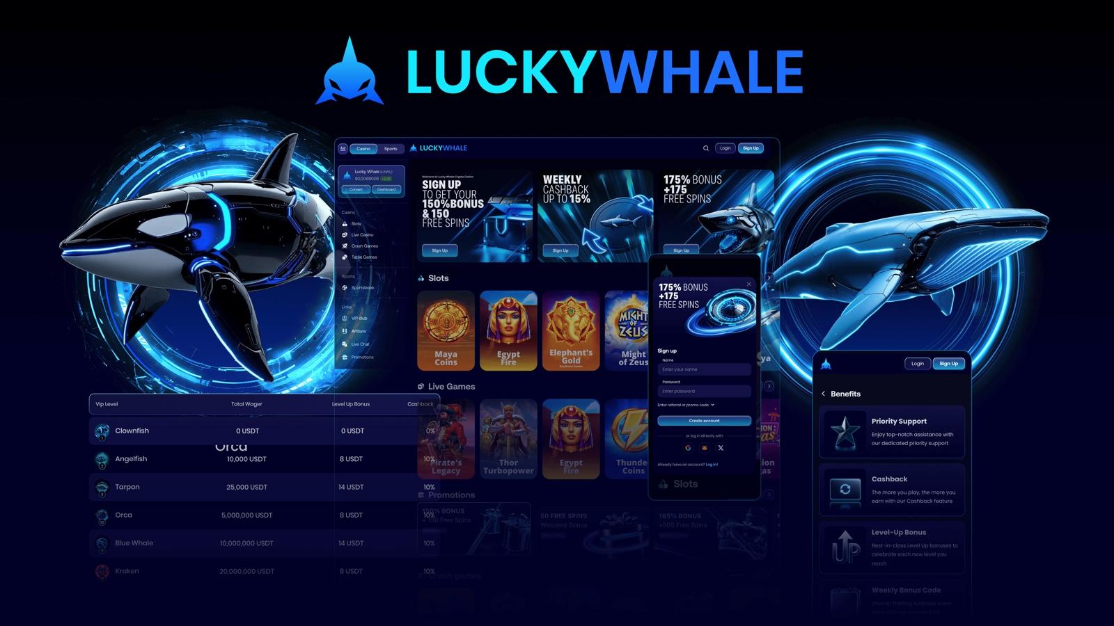Lucky Whale – A crypto casino & sportsbook, designed end to end